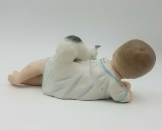 Antique Heubach Piano Baby & Cat Hiding Bunny Porcelain Bisque Figurine 3