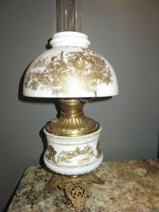 PRETTY ANTIQUE 19TH CENTURY VICTORIAN B&H BRADLEY HUBBARD GWTW BANQUET OIL LAMP 2