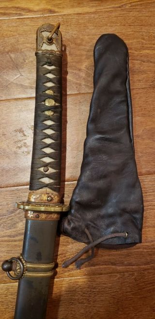 Tsuka Handle Sword Cover Gunto Ww2 Japanese Army Katana Leather Bag Only