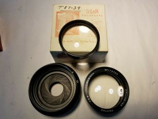 Vintage Solar Enlarger/camera 8 " Pentac Dallmeyer Lens W/burke & James Aperature