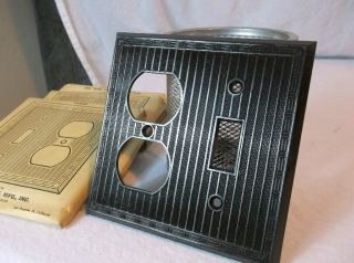 Brown Bakelite Wall Switch/outlet Combo Plate Vintage Nos Switchplate Art Deco