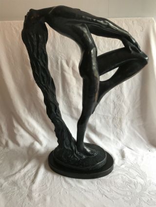 Vtg Austin Productions Art Deco 21” Nude Woman Sculpture Statue Sultry Awakening