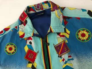 Gianni Versace Sport Vintage Jacket 50 Multi - Color Boats 100 Cotton Lined 2