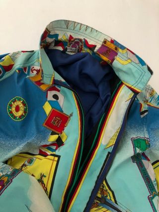 Gianni Versace Sport Vintage Jacket 50 Multi - Color Boats 100 Cotton Lined 4