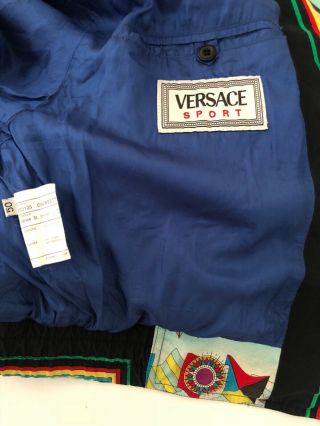 Gianni Versace Sport Vintage Jacket 50 Multi - Color Boats 100 Cotton Lined 5