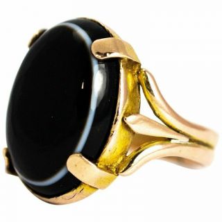 Antique Banded Agate 9 Carat Gold Ring