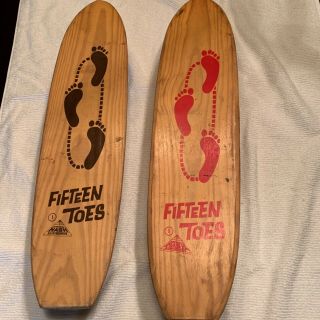 Pair Vintage Fifteen Toes Sidewalk Longboard Skateboard Skate Board Steel Wheels