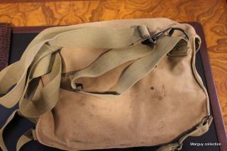 WWII US Army light weight gas mask bag and mask D - day 3