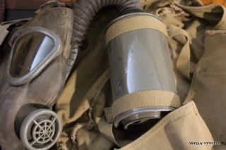 WWII US Army light weight gas mask bag and mask D - day 7