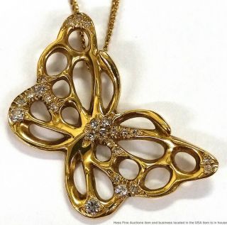 Tiffany Co Angela Cummings 18k Gold Fine Diamond Vintage Butterfly Pendant