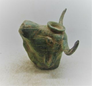 Ancient Roman Bronze Casket Mount Bulls Head Legionary