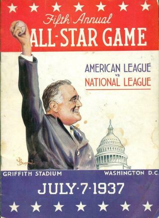 Vintage 1937 All - Star Game Program With Fdr Cover -