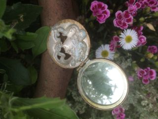 Gorgeous Antique Compact Hatpin with Hinged Lid and Mirror 1890 - 1910 2
