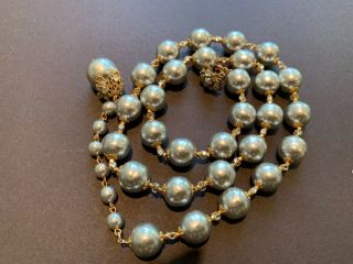 Sign Miriam Haskell Huge Silver Baroque Pearls Rhinestone Necklace Jewelry 24 "