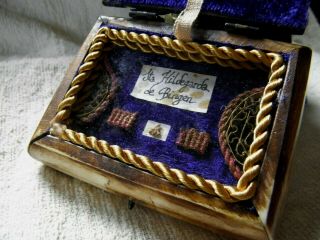 Antique Reliquary Reliquaire Sta.  Hildegarda De Bingen Relic W/ Wax Seal