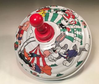 German Tin Spinning Toy Top 1992 Warner Bros.  Looney Tunes Circus Carnival Theme