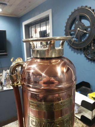 VINTAGE ANTIQUE COPPER FIRE EXTINGUISHER 4