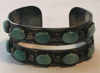 Vintage NAVAJO Stamped Sterling Silver & Turquoise THUNDERBIRD Cuff Bracelet 2