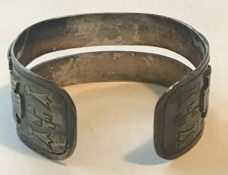 Vintage NAVAJO Stamped Sterling Silver & Turquoise THUNDERBIRD Cuff Bracelet 4