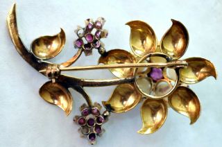 Antique Victorian 14K Solid Gold,  Natural Opal and Ruby Pin/Brooch 57mmX33mm 4