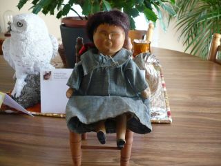 Vintage Folk Art Wood Kentucky Poppet Doll