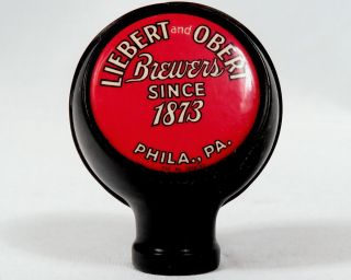 Vintage Liebert Obert Bewers Beer Ball Tap Knob Handle Black Red White Logo P.  A.