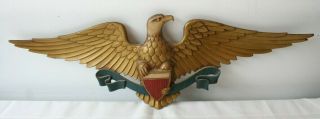 Vintage Sexton American Eagle Gold Cast Metal Wall Plaque Mid Century 27 " X9 "