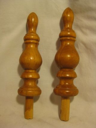 2 Hard Wooden Finials Wood Finial Unique 7.  5 " Tall End Furniture Pole End Part