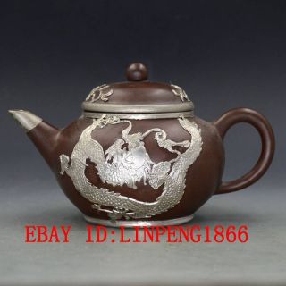 Tibet Silver Dragon Armor Yixing Zisha Hand - Carved Teapot Made By Gu Zhongqiang