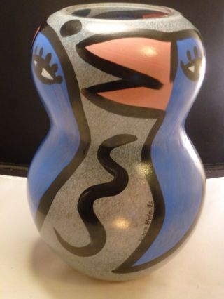Large Vintage Kosta Boda Ulrican Uhvin Art Glass Bird Vase Signed 11 "