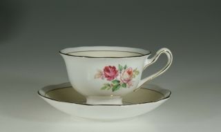 Royal Albert Pink Cabbage Roses Tea Cup and Saucer,  England c.  1948 3