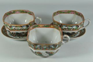 5 Fine Old China Chinese Famille Rose Porcelain Teacup Saucer Scholar Art