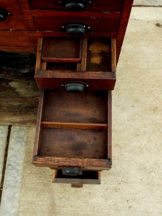 Antique Oak 14 Drawer Watchmakers Work Bench desk with Drawer trays dividers 9