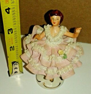 Antique German Porcelain Dresden Ballerina Lady Doll Figurine Germany Vintage