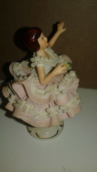 ANTIQUE GERMAN PORCELAIN DRESDEN BALLERINA LADY DOLL FIGURINE GERMANY VINTAGE 3