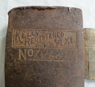 Kelly Registered Axe 14664 Embossed 1915 Single Bit Vtg Old Antique 2
