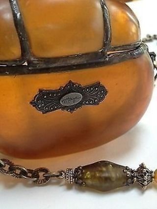 MAYA EVANGELISTA Rare Vintage Antique Resin Clutch Purse With Gorgeous Chain 8