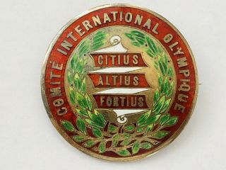 Very Rare Antique 1910 Olympic International Committee Silver & Enamel Pin Badge