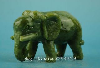 chinese old natural jade hand - carved elephant statue b01 2