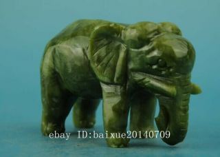 chinese old natural jade hand - carved elephant statue b01 5