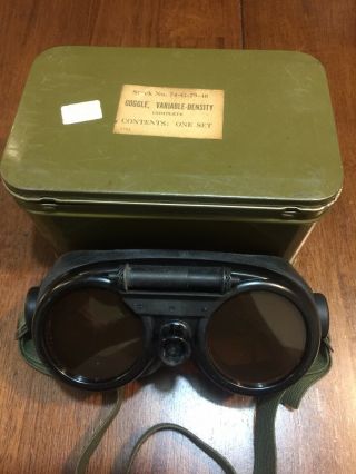Ww2 Usaaf Pilot Variable - Density Goggles No.  74 - G - 79 - 40 Stamped Us 1944
