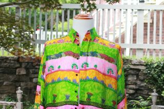 Gianni Versace Vintage Multicolored Cactus Desert Print Silk Shirt 2