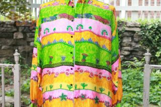 Gianni Versace Vintage Multicolored Cactus Desert Print Silk Shirt 3