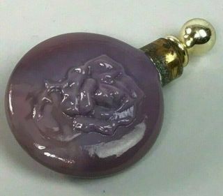 Rare Vintage 1930s German Purple Rose Milk Glass Lay Down Perfume Scent Bottle
