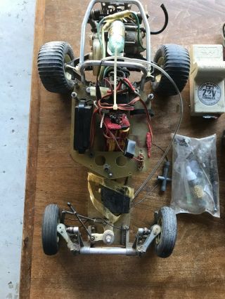 Vintage Tamiya Rc Car.  1982 Champ? Chassis With Spare Parts And Tools.