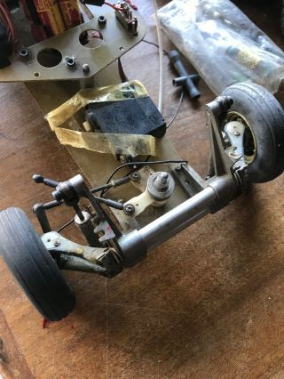 Vintage Tamiya RC Car.  1982 Champ? Chassis With Spare Parts and Tools. 4