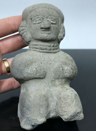 Ancient Pre - Columbian Art Pottery Mayan Aztec Fertility Doll Artifact Figurine 2