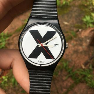 Vintage Swatch Watch X Rated 1987 Gb406 With Straight Edge