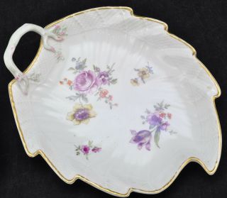 Antique KPM Porcelain Hand Painted Floral Leaf Dishes 19th Century 4