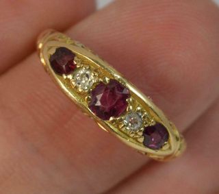 Victorian 18ct Gold Ruby & Old Cut Diamond Stack Ring T0421